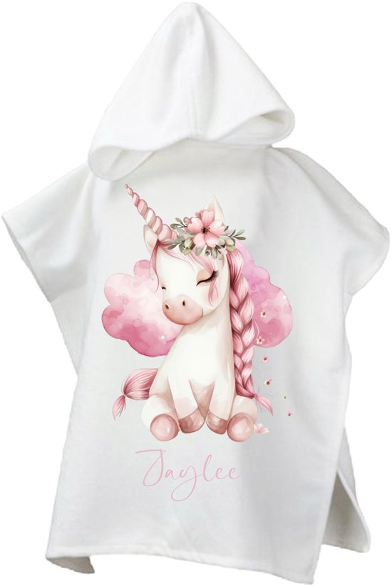 Gepersonaliseerde Poncho voor meisje - Unicorn met naam - Perfect voor Zwembad en Strand van PrintThings