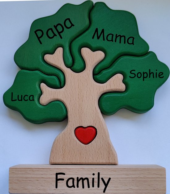 Gepersonaliseerde Stamboom puzzel 4 namen - geboorte - kraam cadeau - Vaderdagcadeau - moederdagcadeau van NAAM FAM. & FRIENDS