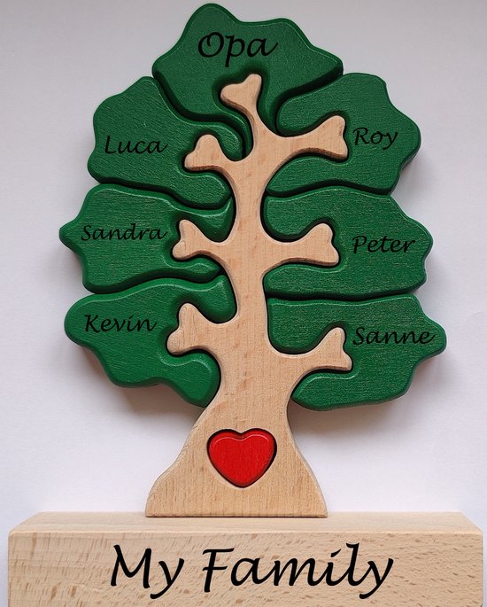 Gepersonaliseerde Stamboom puzzel 7 namen - geboorte - kraam cadeau - Vaderdagcadeau - moederdagcadeau - Babygeschenkset van Merkloos