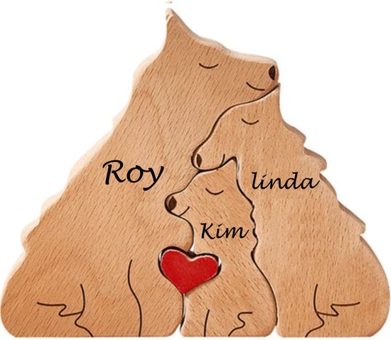 Gepersonaliseerde wolven roedel - 3 wolven - geboorte - kraam cadeau - puzzel - honden familie van Merkloos