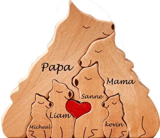 Gepersonaliseerde wolven roedel - 6 wolven - geboorte - kraam cadeau - puzzel - honden familie van Little Fox Factory