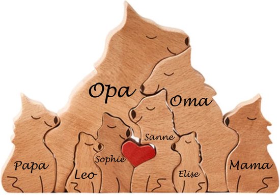 Gepersonaliseerde wolven roedel - 8 wolven - geboorte - kraam cadeau - puzzel - honden familie van LittleThingz
