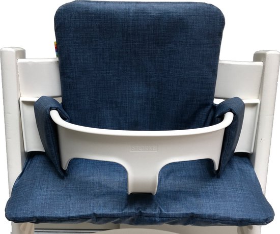 Geplastificeerde kussenset voor de Tripp Trapp kinderstoel van Stokke - Linnen jeansblauw - eenvoudig schoon te vegen - comfortabel - duurzaam van Merkloos