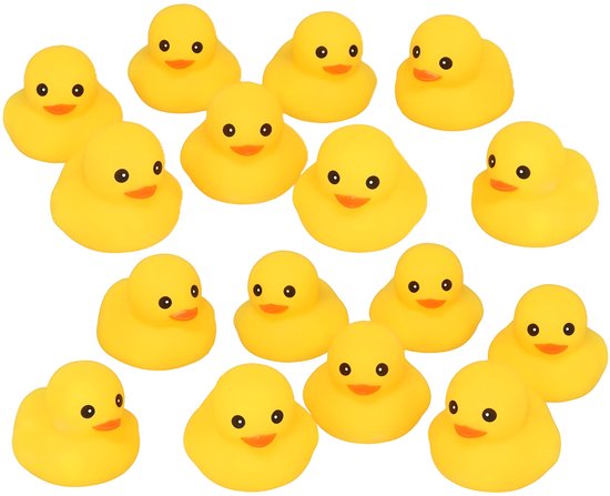 Gerimport Duckies Badeendjes - 16x - geel - 4 x 5 cm - bad eendjes race - eendje voor in bad