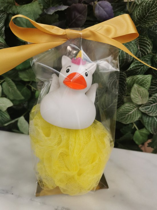 Geschenkset Badeend unicorn en mesh spons van Nipps&Co.