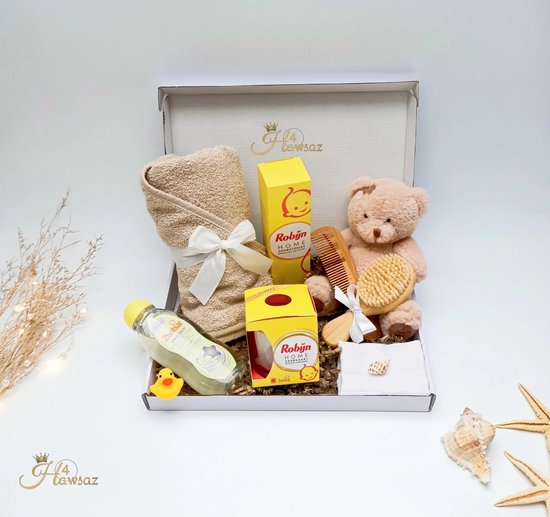 Geschenkset - Genderneutraal baby cadeau 9 stuks - Kraamcadeau voor jongens en meisjes - Baby knuffel - knuffel | babycadeaus | Badcape - Baby gift | Babycadeau | Babyshower | Geboortecadeau | Kam en borstel set | Babyverzorging - Zwitsal van Zwitsal