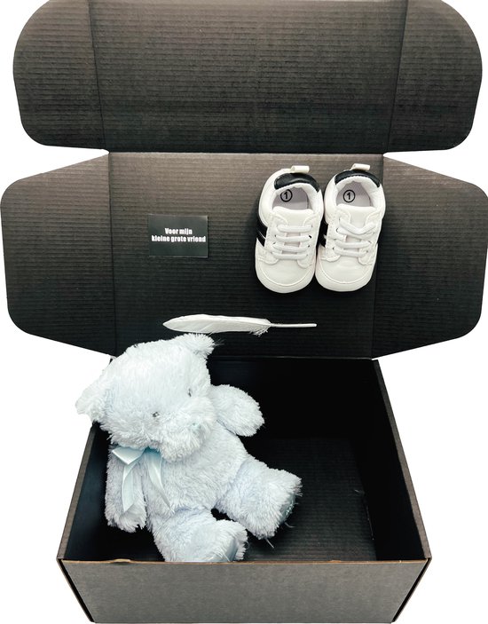 geschenkset teddybeer blauw - dreumes - cadeau jongen 1 jaar - ook rechtstreeks als cadeau te versturen van Merkloos