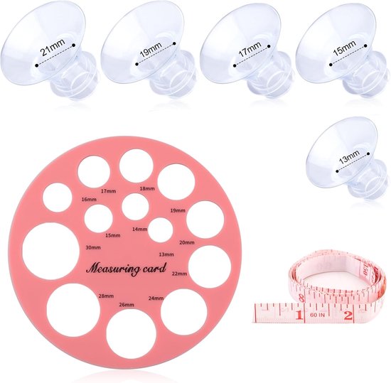 Geschikt voor TSRETE, Medela, Momcozy S9/S9 Pro/S12/S12 Pro - 5 Stuks Borstpomp Lens Invoegen met Zachte Besturingsset, Beschikbare Maten 13/15/17/19/21mm van TSRETE