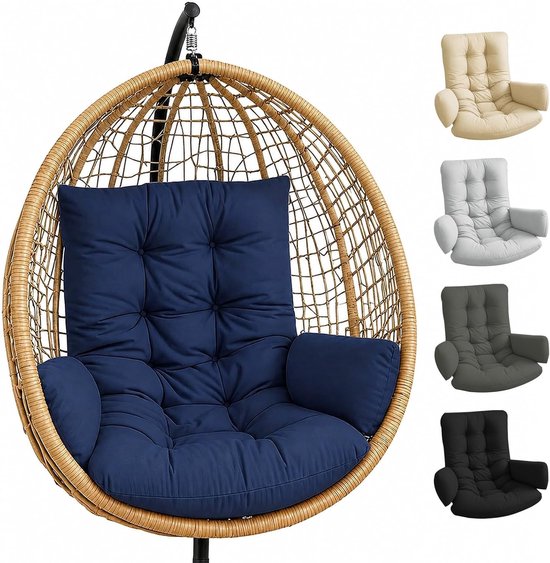 gevoerd kussen voor hangstoel, outdoor, waterdicht kussen voor hangstoel, tuin en terras (marineblauw)