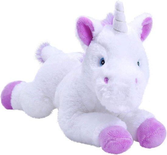Gevuld Dier - Knuffel Eenhoorn - Kinderen Educatie - Gemaakt van Gerecycled Materiaal - 30 cm - Wit