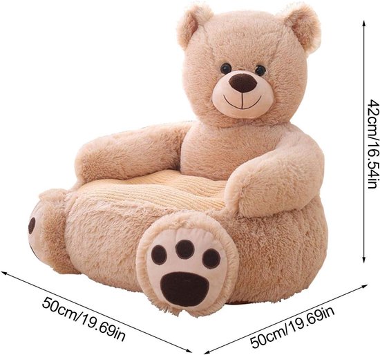 Gevulde dierenbank stoel voor kinderen- Kinderstoel -Kraamcadeau -Kindersofa -Peuterstoeltje -schattig-licht bruin bear van KiwiKidzz