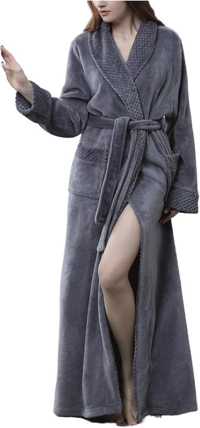 Gewaad Vrouwen Nachthemden Effen Dikker Fluwelen Gewaad Badjas Gown Pyjama Nachtkleding Pocket Tailleband Lange Mouwen Thuis Gewaden Pak good