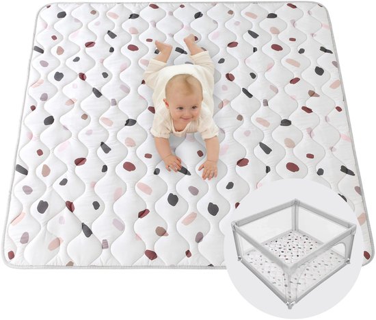 Gewatteerde baby kruipdeken 127 cm, Confetti – extra dikke 1,5 cm zachte baby kruipmat – baby speelmat met antislip onderzijde voor kruipen, box – machinewasbare baby speelkleed, Babykruipmat, kinderkamertapijt van HakunaMatta