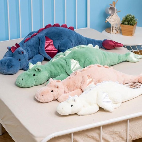 Gewogen Dier - Knuffel Draak - Sensorische Ontspanning - Gelijkmatige Gewichtverdeling - 65 cm - Wit