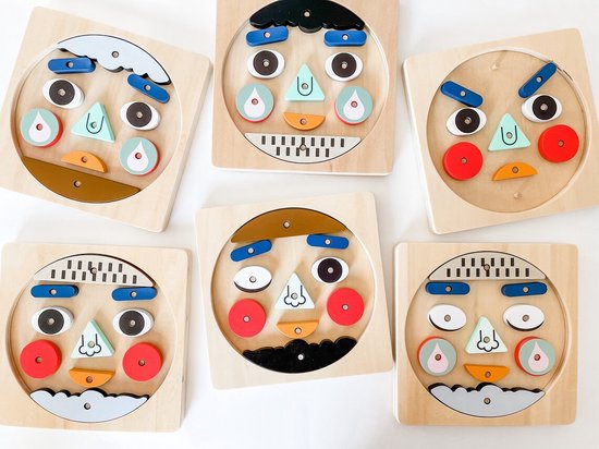 Gezichten en Emoties Puzzel voor Kinderen - Montessori Vormen Puzzel Emoties Leren - Educatief Spel Ontwikkeling Emoties - Montessori Speelgoed van Hout - Houten Vormen Puzzel Gezicht - WoodyDoody van WoodyDoody