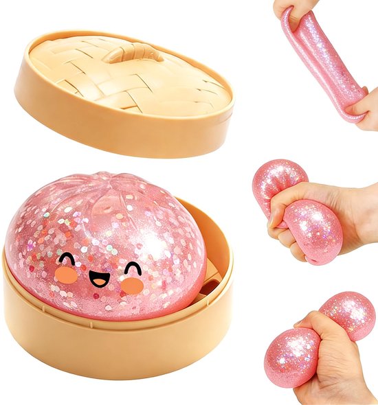 Giant Glitter Dumpling Toy, Dumpling Squishy Stressballen, 9 X 9 cm, 1 Stuk, Gesimuleerd Knoedelspeelgoed Met Terugstoot En Demperbox, Zacht Fidget-Speelgoed Voor Familie, Volwassenen, Studenten, Thuis van Merkloos
