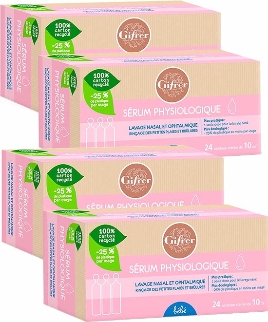 Gifrer Fysiologisch serum voor neus - en oogspoeling, 4 verpakkingen à 24 x 10 ml van Gifrer