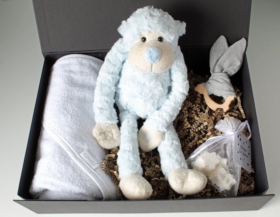 Giftbox Bleu Monkey - kraamcadeau - cadeau baby - babyshower van Pico Novo