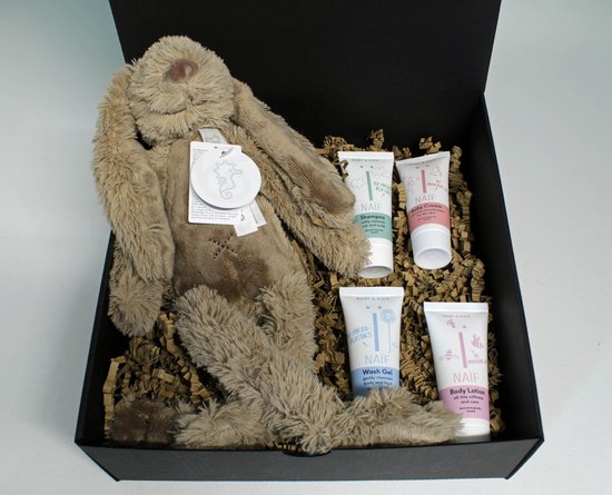 Giftbox Knuffel & Care - kraamcadeau - cadeau zwangerschap - knuffel happy horse - naïf producten van Naïf