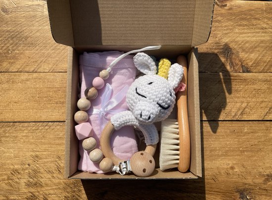 Giftset Eenhoorn 5-delig | Kraamcadeau | Baby | Set | Rammelaar | Speenkoord | Unicorn van Little Dutch