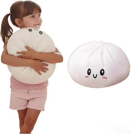 Gigantische Dumpling Squishies, Jumbo Dumpling Squishies Speelgoed met Stoomdoos, Zachte Knijpbare Ontspanningsbal, Grote Stressverlichtende Sensorische Bal voor Volwassenen en Kinderen, Angstverlichtend Fidget Speelgoed van Merkloos