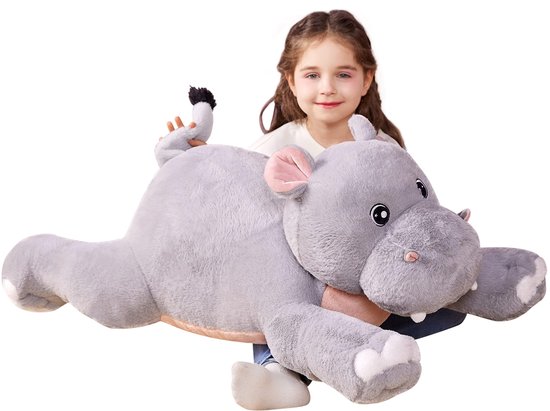 Gigantische nijlpaard knuffeldier, pluche speelgoed, groot nijlpaard schattig jumbo zacht speelgoed, enorme grote maat pluche pluizig dik oversized pluche, geschenken voor kinderen, meisjes