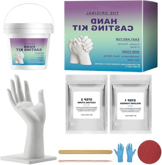 Gips Hand Set - Koppel Gieten - Herinnering Maken - Gedetailleerde Vorm - 13.5 x 13.5 x 13.5 cm - Wit