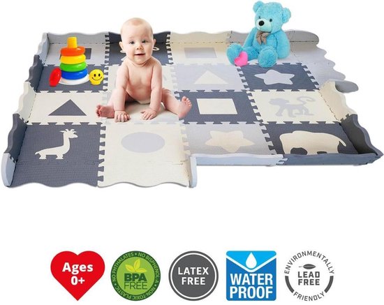 GIZMO Speelmat XL voor Baby/Peuters - EVA Foam Speelmat / Speelkleed Met Opstaande Rand - Speelmat - 150x150x1.5 cm van GIZMO