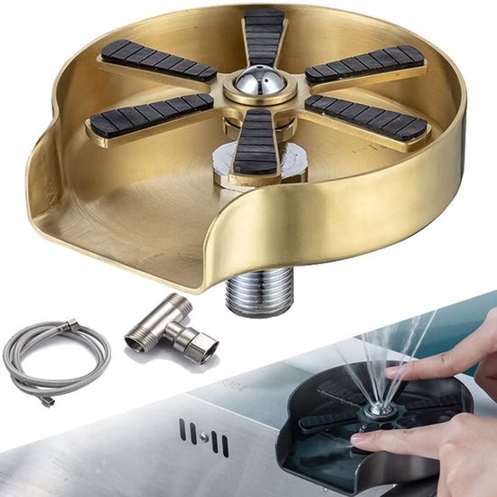 Glaswasser voor keukenwastafel, Glaswasser in roestvrij staal goud, Glaswasser-flessen, Spoel-flessen, Schoonmaak-flessen, keukenwasaccessoires.