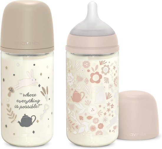 Glazen Babyfles 240 ml met Siliconen Speen - Anti-koliek Fles Voor Baby's 3+ Maanden