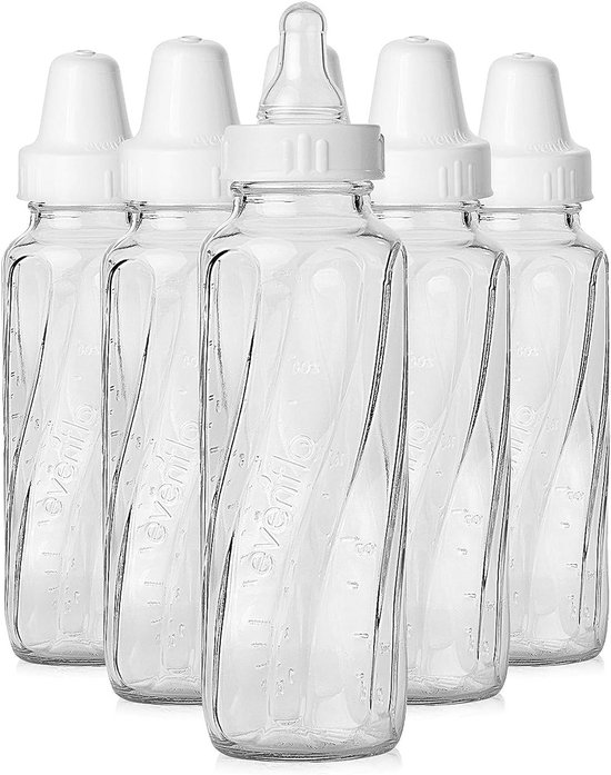 Glazen Babyflesjes Set - 6 stuks, 240 ml, Zuigvrije Kolf