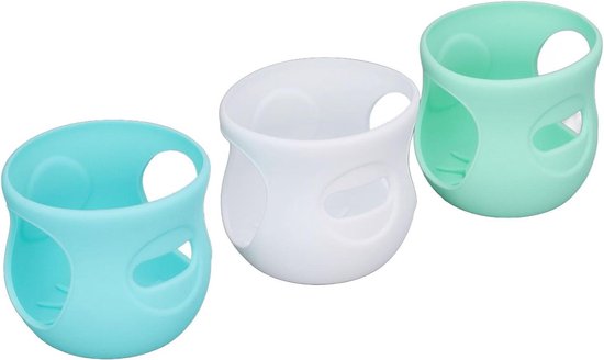 Glazen Babyflessen Cover - Flessenhoes Siliconen - Bescherming Fles - Val- en Hittebestendig - 4 Oz - Wit Lichtgroen Donkergroen