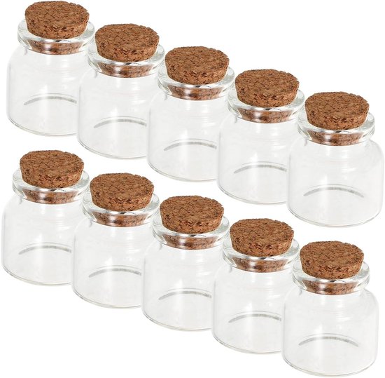 Glazen Bewaar Flesjes - Mini Potjes - Herinneringen Bewaren - Veilig Afsluitbaar - 10 ml - Transparant