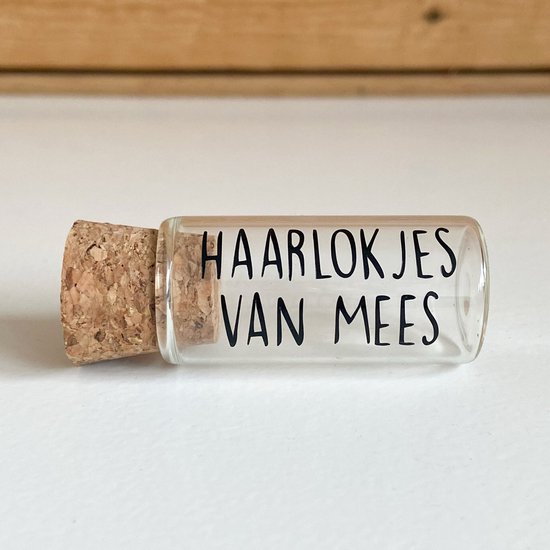 Glazen bewaarbuisje | haarlokje | gepersonaliseerd met naam | Studio Vida van Merkloos