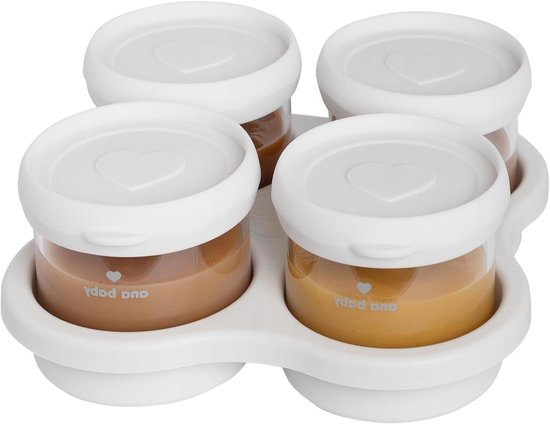 Glazen Bewaarcontainers - Voedselpotjes - Babyvoeding Bewaren - Luchtdichte Siliconen Deksel - 4 x 120ml - Neutrale Kleuren