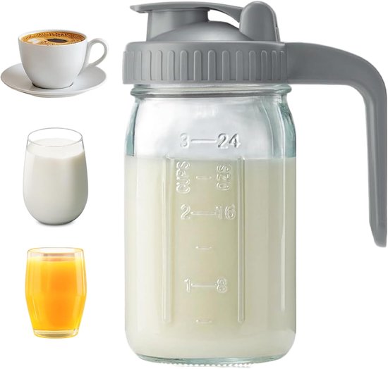 Glazen Bewaarflessen 32oz (946ml) - Met Maatverdeling & Lekdichte Afsluiting - Geschikt voor Dranken en Vloeistoffen