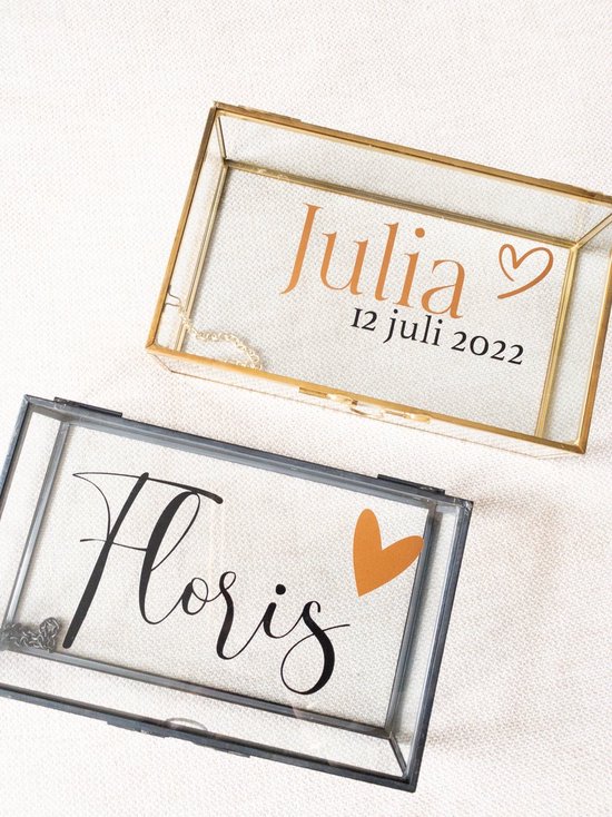 GLAZEN MEMORY BOX maat L - Goud - PERSONALISEER NAAR WENS | Herinneringsbox | Herinneringskist | Herinneringsdoos | Memorybox | Kraamcadeau met naam | Baby geboortecadeau | Huwelijkscadeau | Ringdoos | Ringendoos | Bewaardoos | Sieradendoos van Oh My Gift