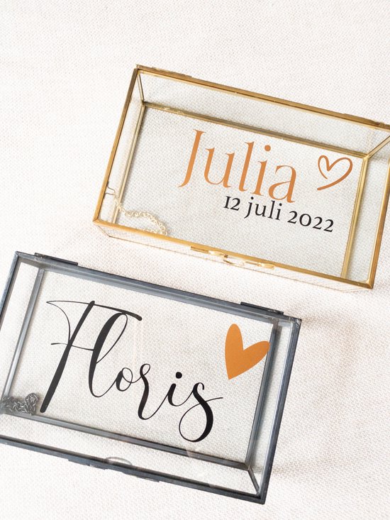 GLAZEN MEMORY BOX maat M - Zwart of Goud - PERSONALISEER NAAR WENS | Herinneringsbox | Herinneringskist | Herinneringsdoos | Memorybox | Kraamcadeau met naam | Baby geboortecadeau | Huwelijkscadeau | Ringdoos | Ringendoos | Bewaardoos | Sieradendoos van Casa Vivante