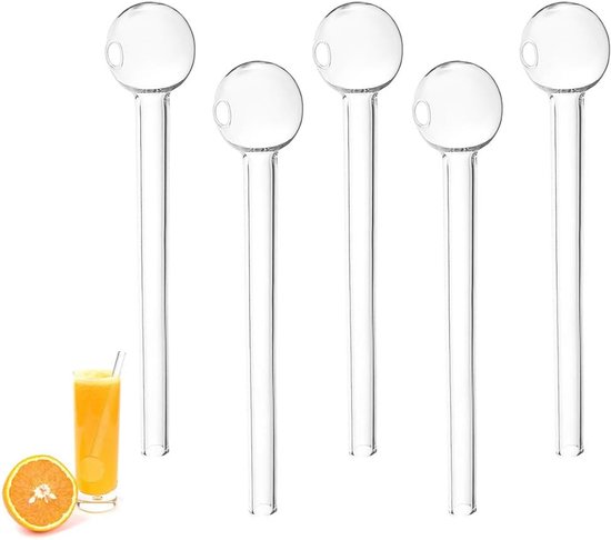 Glazen pijp oliebrander mannelijke glazen buizen, 5 stuks 10 cm borosilicaatrietjes met bolvormige, mini draagbare - ShopVlot