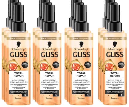 Gliss Kur Anti-Klit Spray Total Repair - Voordeelverpakking 12 x 200 ml van Merkloos