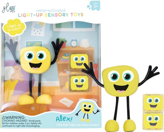 Glo Pals Alex, light up cubes, characters, geel 1+2 Stuks van Glo Pals