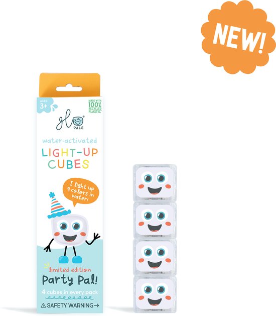Glo Pals Party, Light Up Cubes, Wit, 4 Stuks van Glo Pals