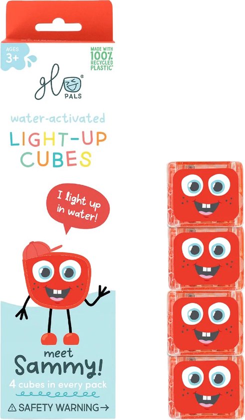 Glo Pals Sammy, Light Up Sensory Cubes, Rood, Kunststof, 4 Stuks van Glo Pals