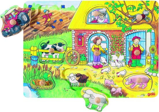 Goki Boerderij steekpuzzel 9-delig van Goki