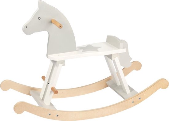 Goki Hobbelpaard Junior Hout 78 Cm Wit/grijs van goki