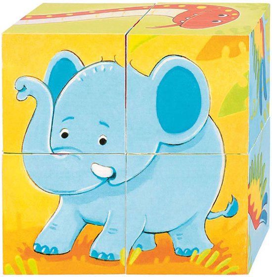Goki Houten Blokpuzzel Wilde Dieren, 4st. van Goki