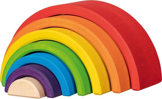 Goki Houten Bouwblokken Regenboog, 5dlg. van Goki
