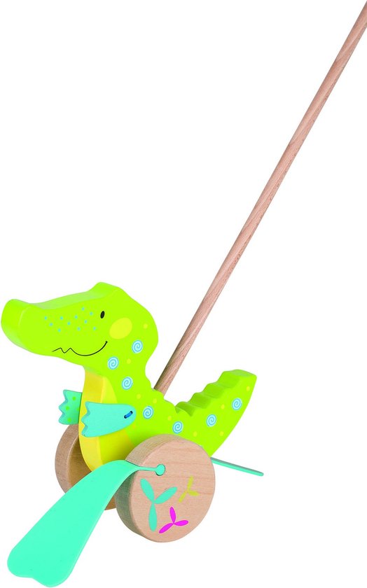 Goki | Houten duwstok Krokodil - Susibelle van Goki