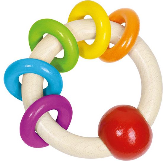 Goki Houten Grijpring met 5 Regenboog Ringen van Goki