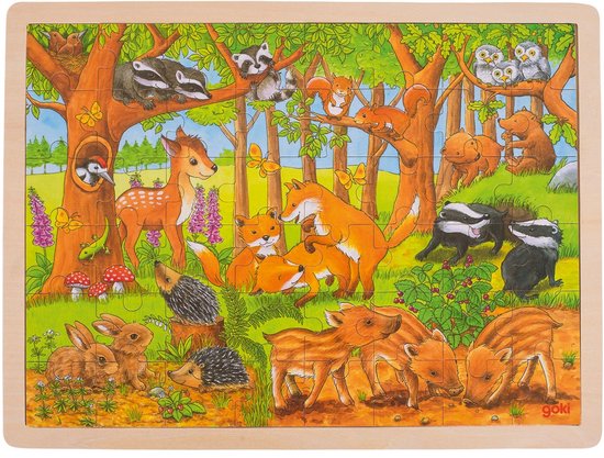 Goki Houten Legpuzzel - Bosdieren, 48st. van Merkloos